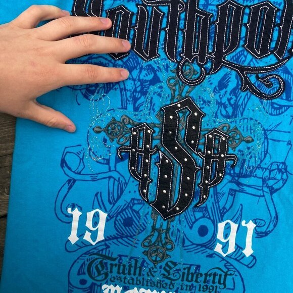 Vintage Y2K South pole Jeans Embroidered T Shirt Medium - Picture 5 of 6